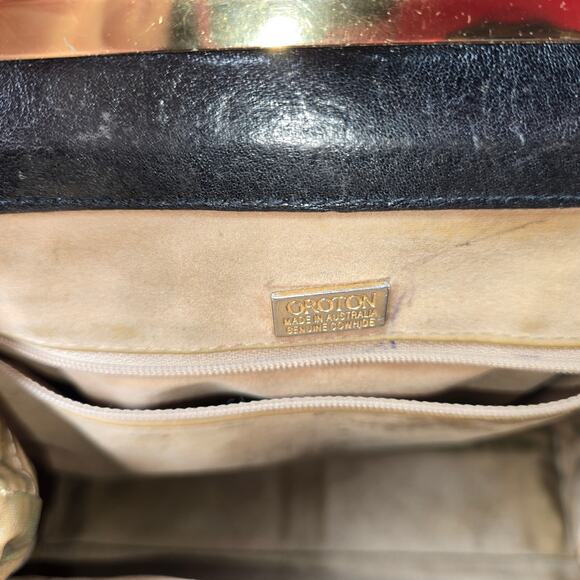 Vintage Oroton Australian Genuine Cowhide Leather Top Handle Bag Black Purse - Picture 14 of 14